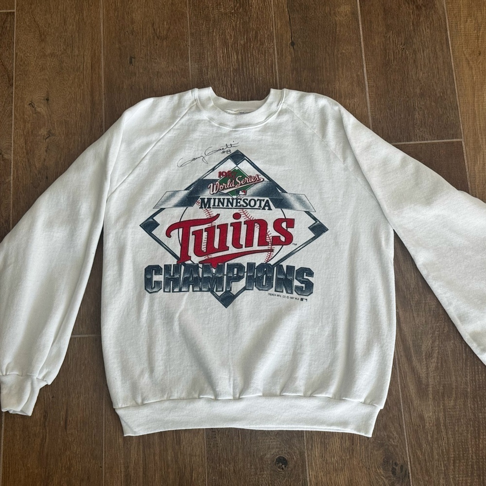 Vintage 1987 Minnesota Twins World Series Crewneck Sweatshirt Jerzees L Signed